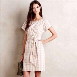 Anthropologie HD in Paris Plaid Poplin Bow Checked Dress 0